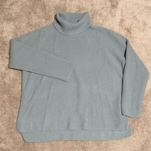 Nordstrom Women's Light Blue Ribbed Turtleneck Sweater